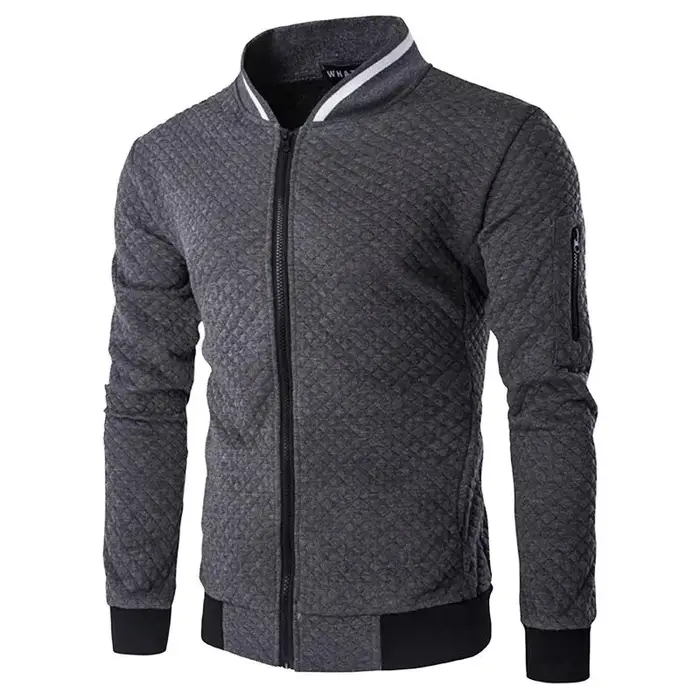 Sweat-shirt pour hommes avec poches zippées, demi-survêtement fin de couleur unie, décontracté, à ca