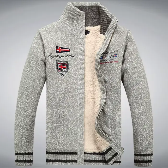 Polaire chaud homme pull doublure en laine hiver Cardigan épaissir pardessus décontracté coton noir 