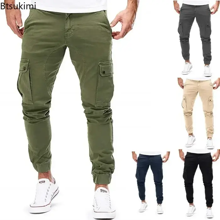 Pantalon Cargo Streetwear Hommes Couleur Unie Décontracté Mode Urban Style Occasions Spéciales