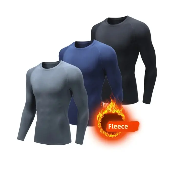 Hiver polaire T-Shirts Compression sous-vêtement thermique chaud hommes ski hauts de sport à manches
