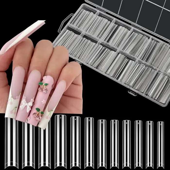 240PC professionnel 3XL Extra Long clair carré ongles conseils 12 tailles demi-couverture ongles acr