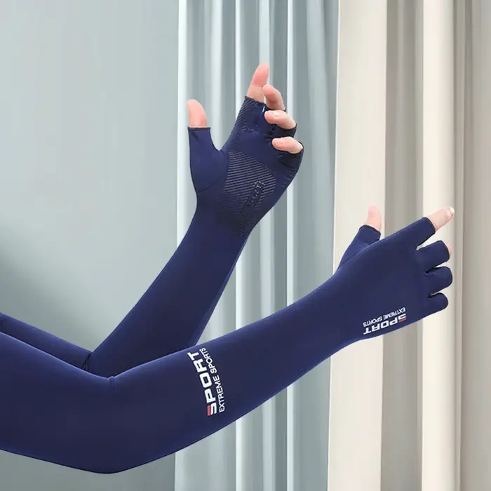 Refroidissement anti-UV d'été ‌ Manchons de bras en soie glacée, couverture extensible et respirante