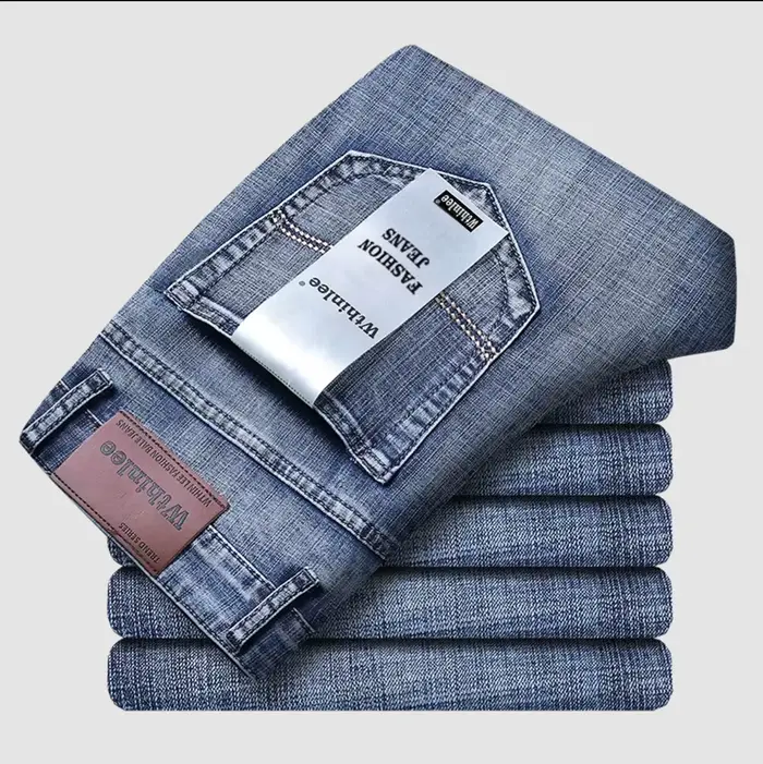 Wthinlee Nouveau Jean Homme Business Décontracté Coupe Droite Extensible Tendance Classique Bleu Noi