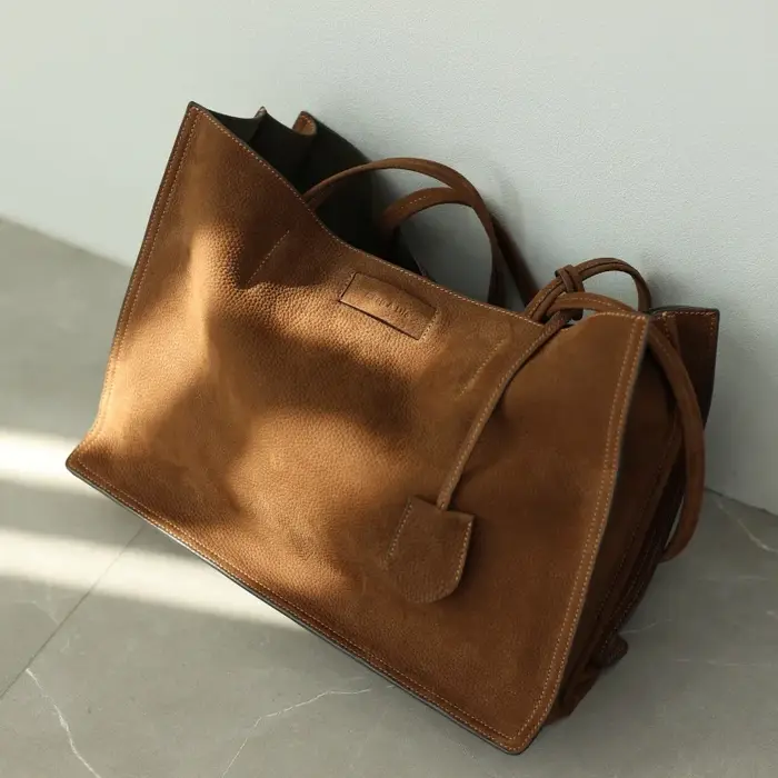 Fourre-tout rétro en cuir véritable pour femmes, sac à bandoulière souple de grande capacité adapté 