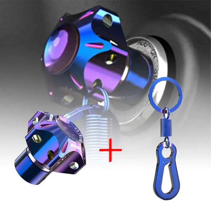 Porte-clés universel en aluminium modifié, bleu brûlé, bricolage, coque adaptée à la moto, voiture, 