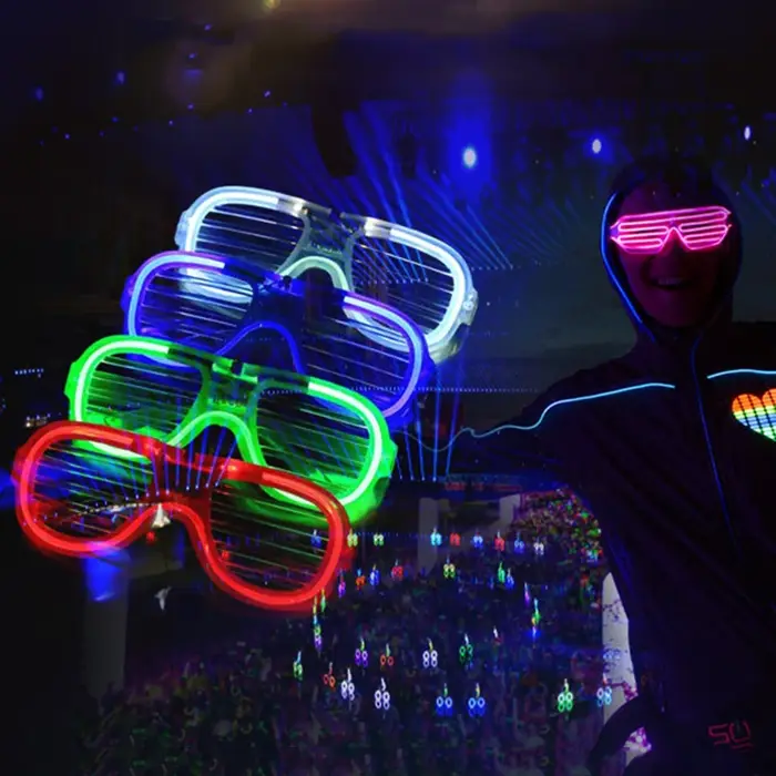 Lunettes de soleil néon phosphorescentes pour fête d'anniversaire et de mariage, lumière LED, faveur