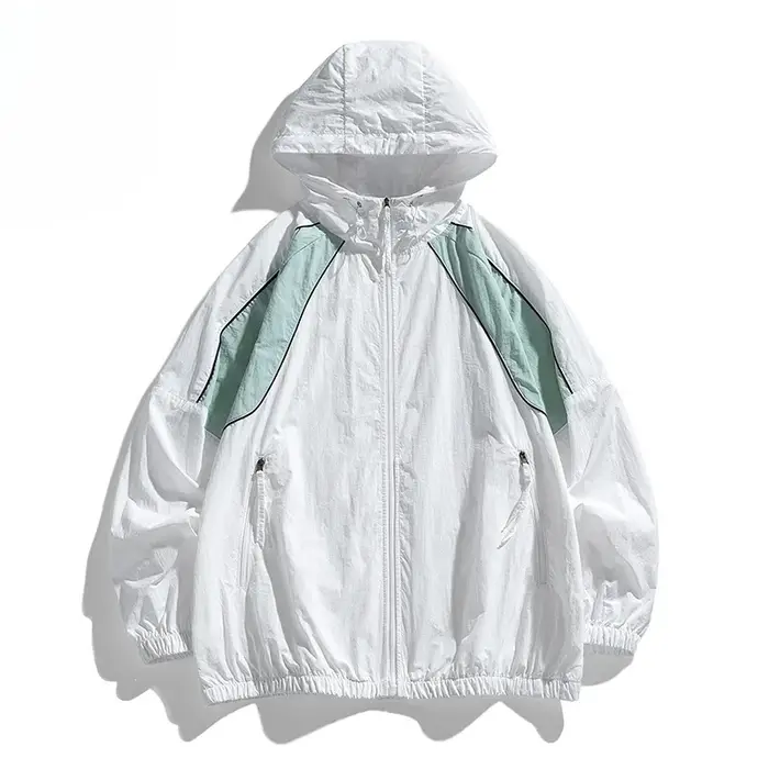 Veste coupe-vent imperméable Harajuku unisexe, veste à capuche de protection solaire d'été, vêtement