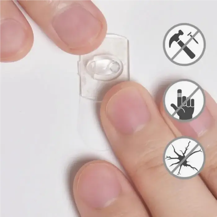 20 mini crochets transparents, clips de suspension sans dommage pour décorations intérieures, lumièr