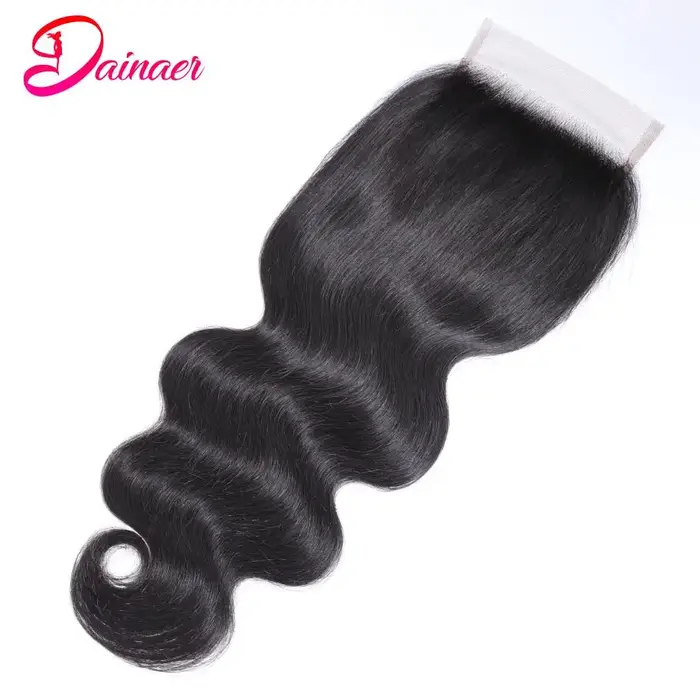 Perruque Lace Closure Wig indienne Remy, cheveux naturels, Body Wave, 4x4, 12-22 pouces
