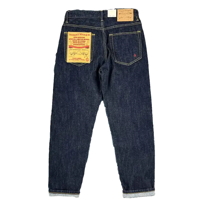 Jean Denim Rouge à Lisière pour Homme, Pantalon en Coton Indigo Brut, Lourd, Désillé, Mode Jeune Hom