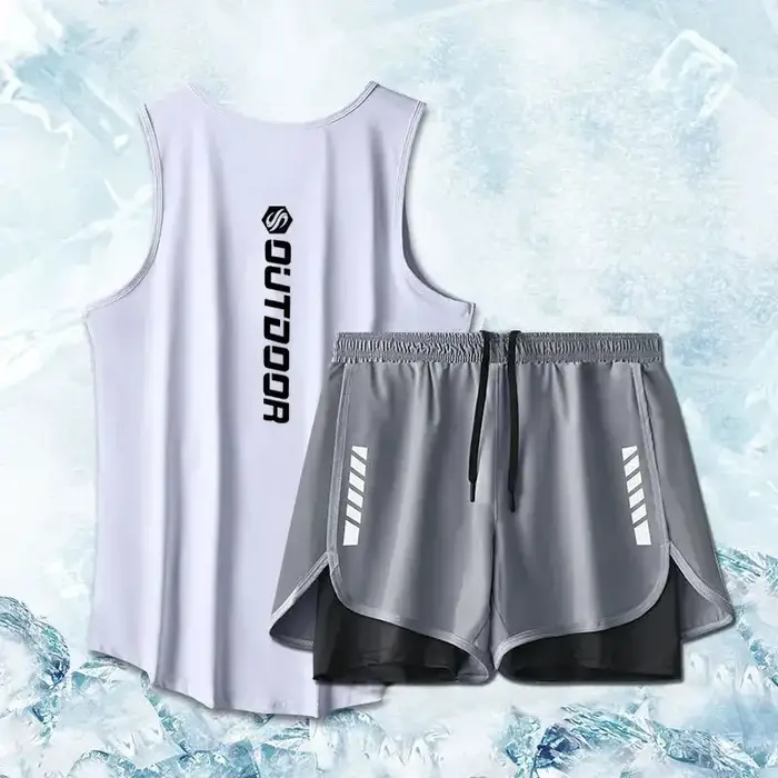 Costume de sport pour hommes - Ensemble deux pièces avec gilet fin et short à séchage rapide