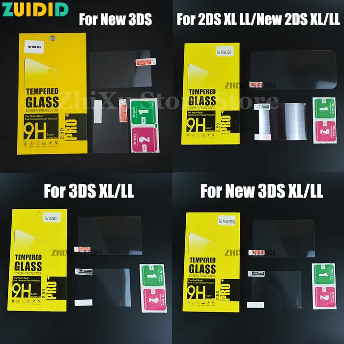 ZUIDID 1 ensemble de protection d'écran en verre trempé pour New 2DS 3DS XL LL + film de protection 