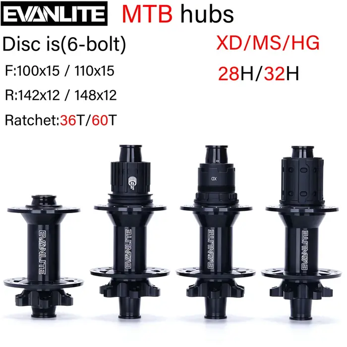 EVANLITE-Coude de moyeu VTT, Structure à cliquet, Six N64.Dt350, 240, 28H, 32H, Hg, xd, MS, 141x10, 