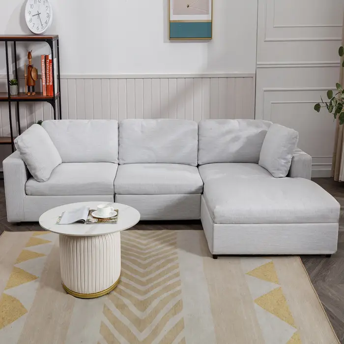HORGgland-Canapé sectionnel en forme de L avec 2 coussins gratuits, chaise droite, O, 107 po