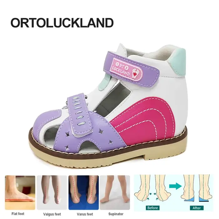 Orth4WD-Sandales d'été pour filles et garçons, chaussures en cuir pour enfants de 2 à 8 ans, nouvell