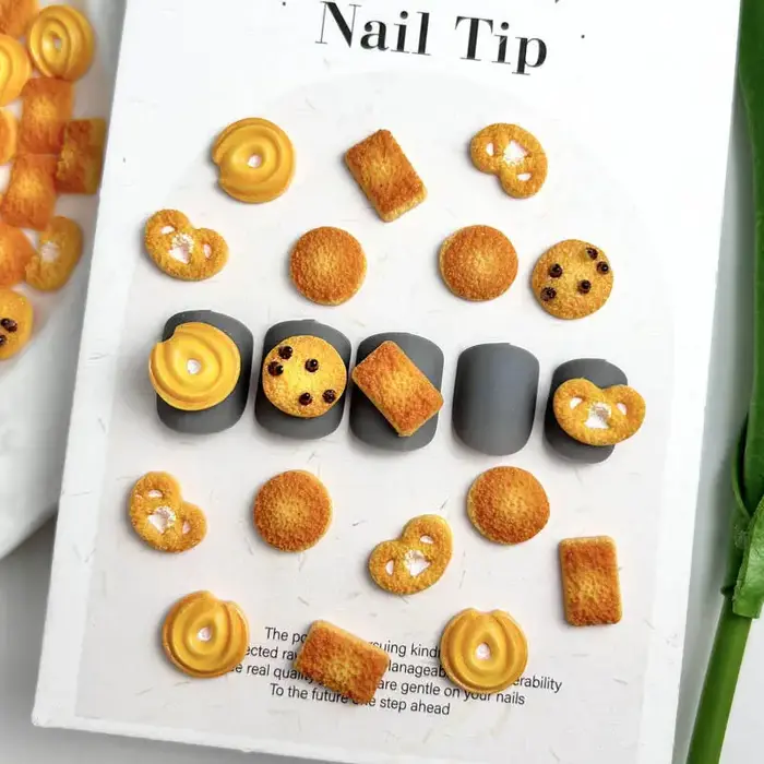 30 pièces de biscuits simulés 3D en résine, décorations créatives pour Nail Art, Biscuits aux harico
