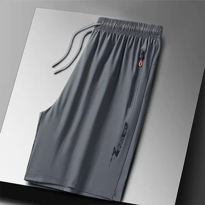 Short de Sport en soie glacée pour homme, grande taille, respirant, à séchage rapide, avec cordon de