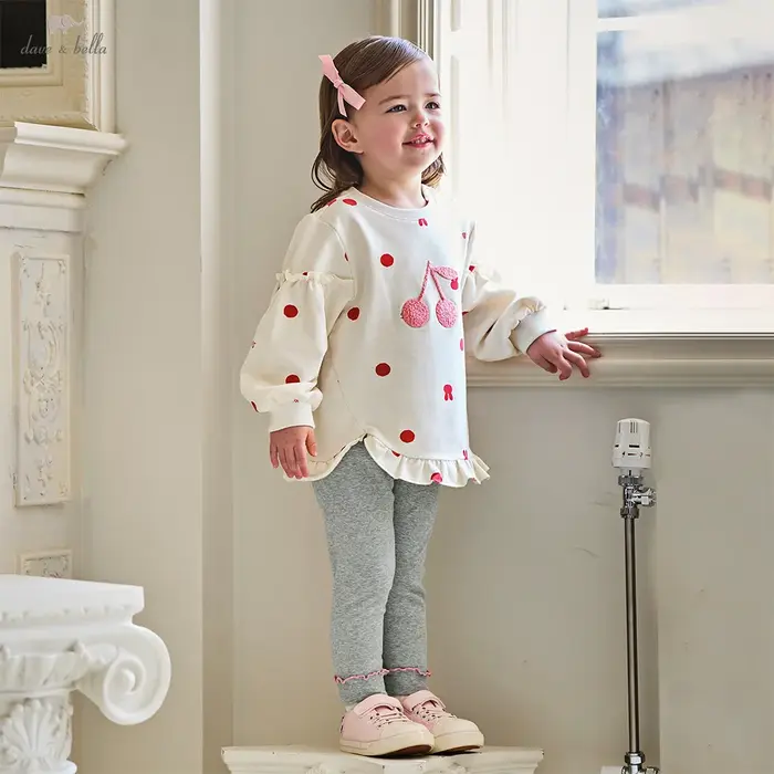 Dave Bella ensemble pantalon pour enfants filles Leggings à manches longues décontracté deux pièces 