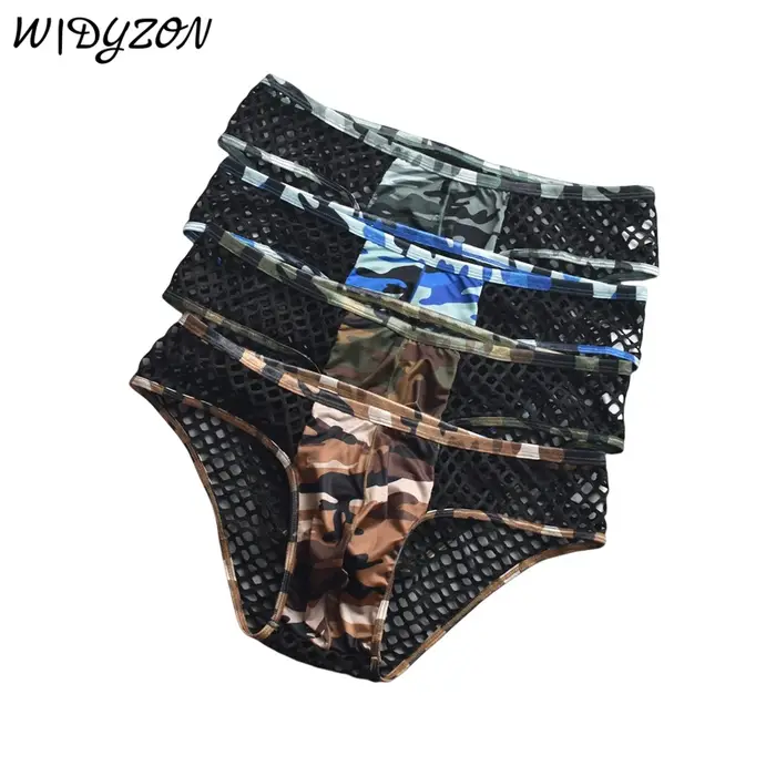 Sous-vêtements pour hommes, slips Sexy, culottes Sissy, Camouflage, pochette en U, slip en maille respirante, Lingerie pour hommes