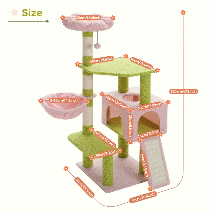 Tour d'arbre à chat à plusieurs niveaux avec poteaux à gratter recouverts de sisal, condo mignon pou