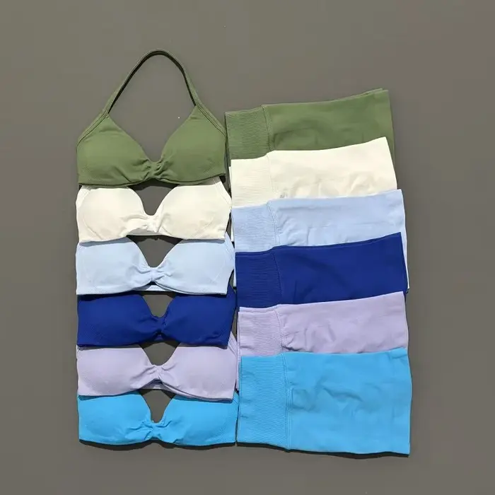 2 pièces Sport ensemble de gymnastique soutien-gorge à bretelles sous-vêtements Yoga court Sport Leg
