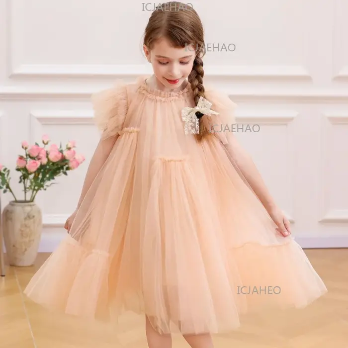 Robe de Princesse Élégante pour Filles 2026 – Tenue de Soirée Formelle Tutu avec Manches Volantes po