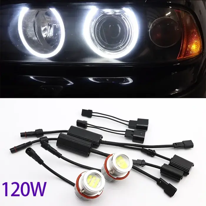 2 pièces lumineux 6000K 160W LED yeux d'ange marqueur lumières ampoules lampe pour BMW E87 E39 M5 E6