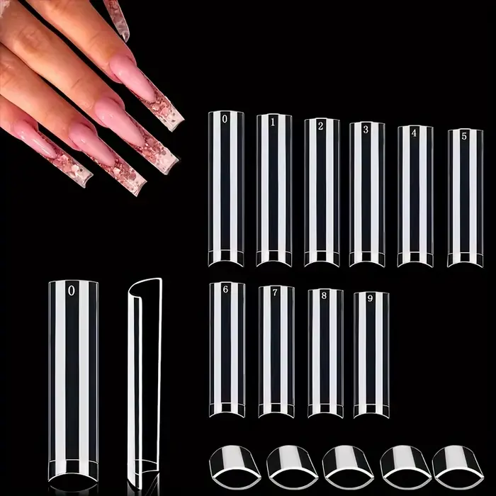No C Curve Square Nail Tips-No C Curve Long Nail Tips-502Pcs No C Curve XXL carré droit faux ongles 