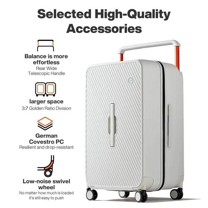Valise trolley Mixi grande capacité 26 pouces rigide à roulettes avec poignée large pour bagages de 