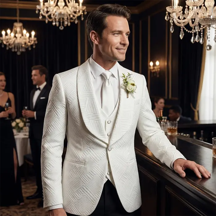 Costume de cérémonie pour homme, 3 pièces, coupe ajustée, pour mariage, veste, gilet et pantalon, un