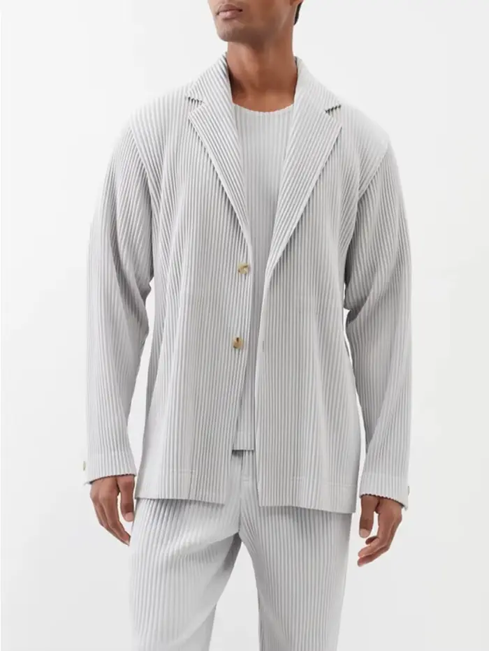 Blazers plissés doublés décontractés, manteau coupe couvertes, veste de haute qualité, mode professi