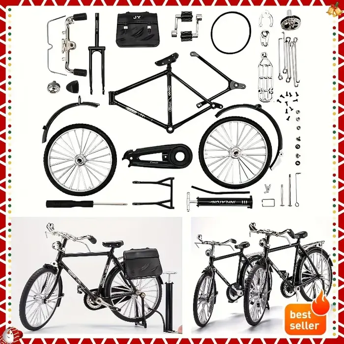 Kit de modèle de vélo vintage avec pompe et bagages cadeau pour collectionneurs et décoration bureau vintage