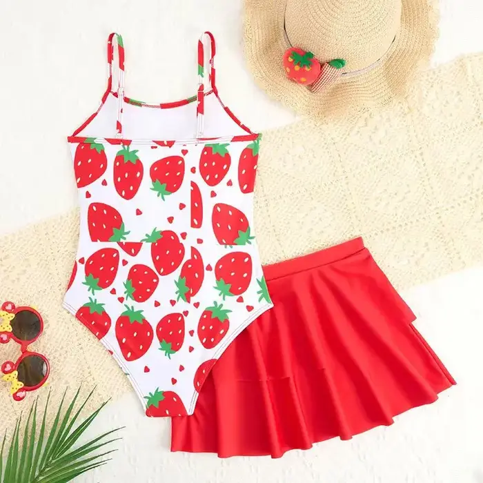 Maillot de bain imprimé une pièce pour filles 2026, maillot de bain et jupe de plage pour enfants, t