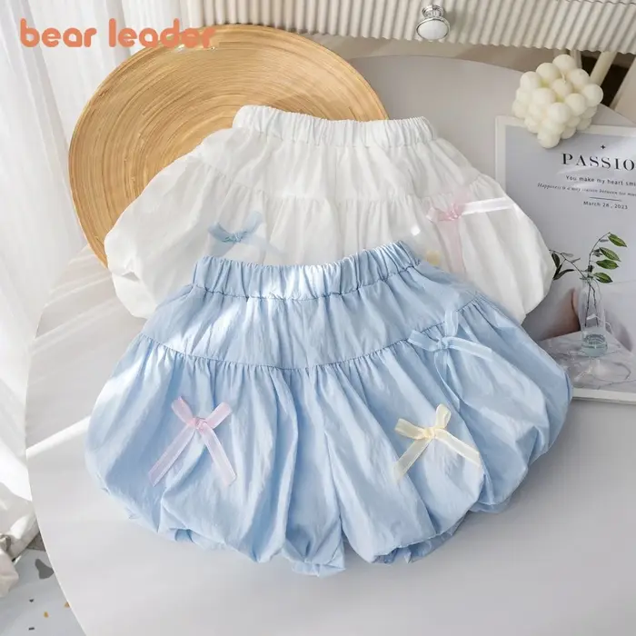 Bear Leader – vêtements d'été pour filles, couleur unie, short décoratif avec nœud, Version coréenne