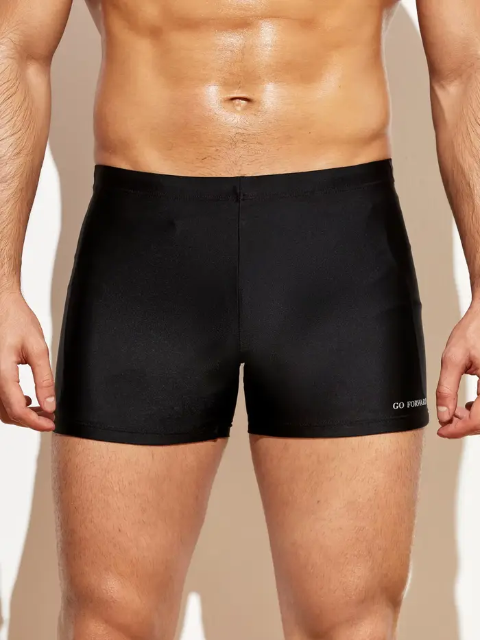 Pantalon de bain homme moulant à coins plats - Maillot de natation unie pour entraînement et sport aquatique