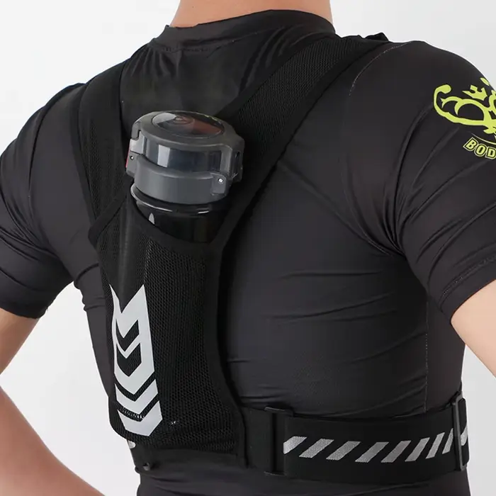 Gilet de course réfléchissant avec poche téléphone - Équipement sécurité pour jogging nocturne
