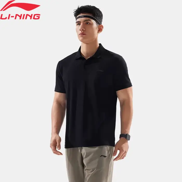 Li-ning T-shirt Polo d'entraînement pour hommes AT DRY FREEZE coupe régulière doublure respirante co
