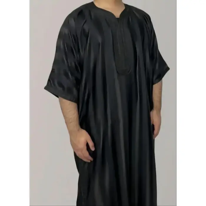 Robe musulmane pour hommes, brodée, de couleur vert foncé, pour jeunes arabes