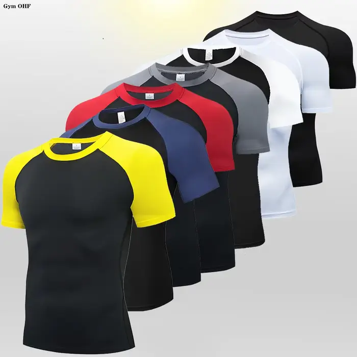 T-Shirt homme course Sport T-Shirt hommes haut de Compression T-Shirt Fitness séchage rapide serré e