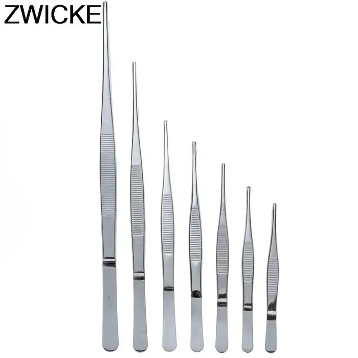 Pincettes médicales anti-avertissement en acier inoxydable 430, pinces longues et droites, 12.5cm-30