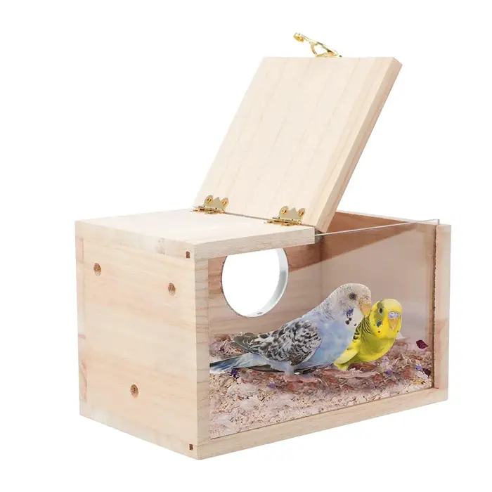Boîte de nidification transparente pour perruche, nichoir en bois, perroquet, calopsitte, inséparabl
