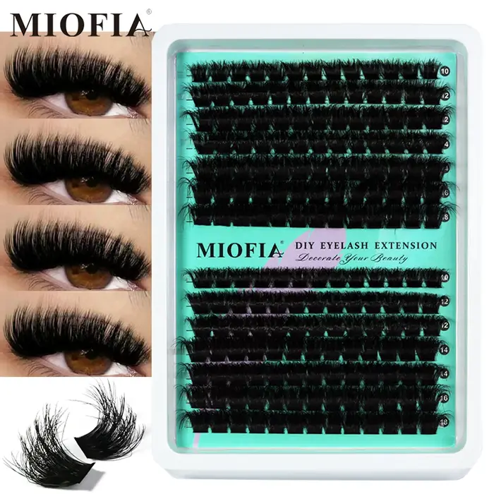 MIOFIA Faux cils épais et vaporeux en grappes 50D, 80D, 100D et 150D, effet naturel et duveteux, cil