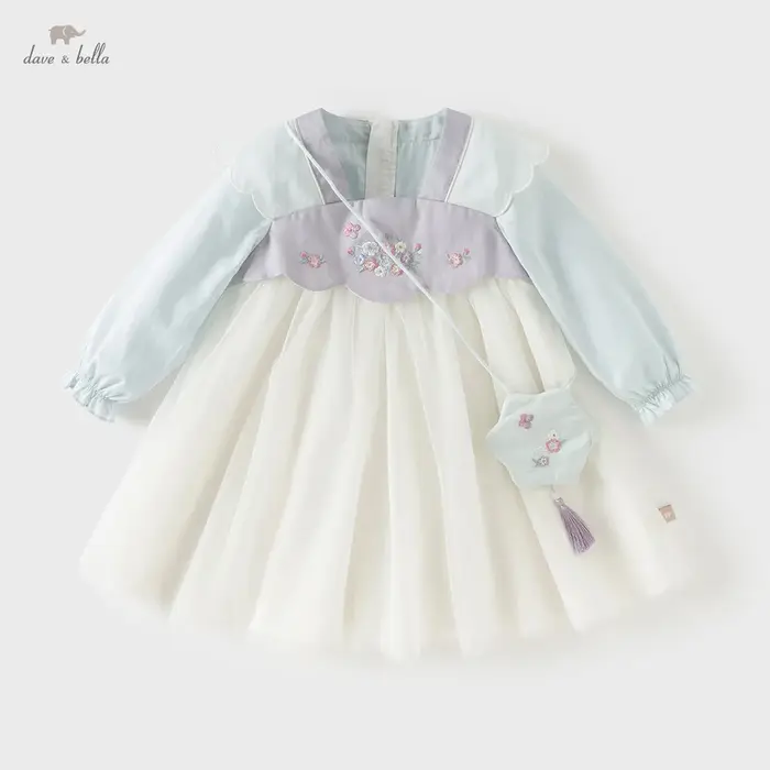 Dave Bella robe en maille pour filles printemps automne bébé charme robes d'extérieur Style chinois 