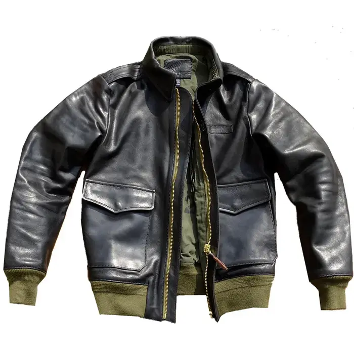 Veste d'hiver en cuir noir pour hommes, Style militaire, grande taille 5XL, véritable cuir de vache 