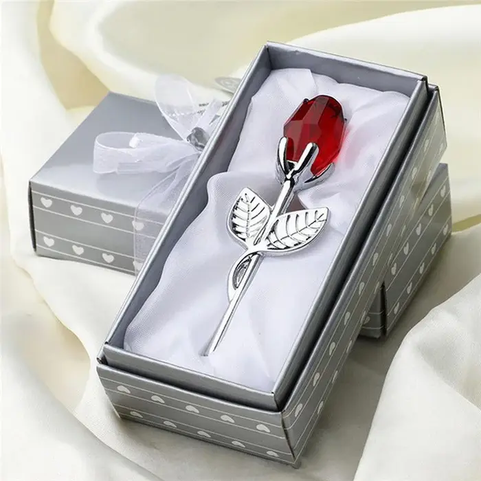 Figurines de roses en verre de cristal, 6 couleurs, artisanat, cadeaux de saint-valentin, cadeau pou