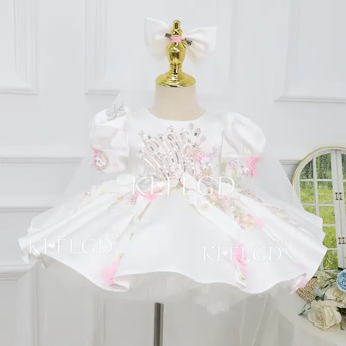 KLFLGD Robe de demoiselle d'honneur en satin brodée
