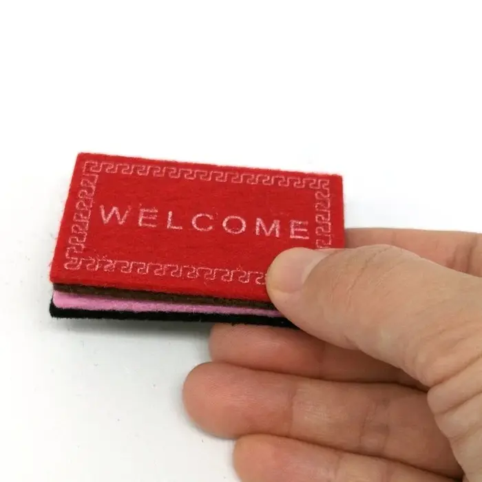 Tapis Miniature pour maison de poupée, 2 pièces, tapis de bienvenue noir, accessoires pour maison de