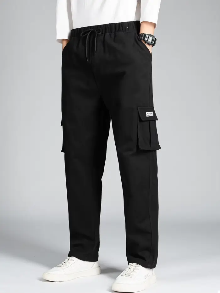 Pantalon décontracté à jambes larges pour hommes, ample, droit, Hip-Hop, Streetwear, mode Cargo, ave
