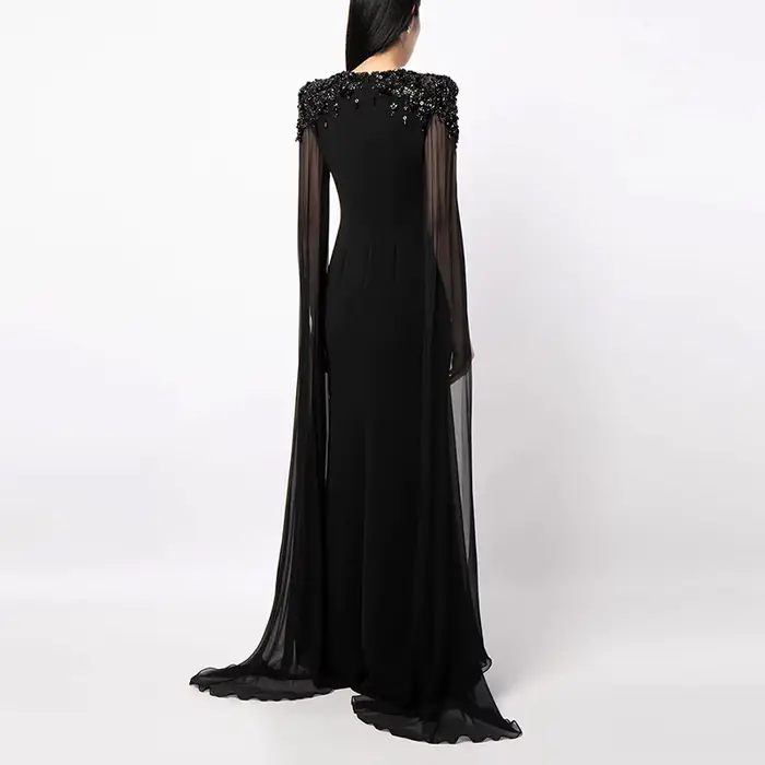 HIGH STREET Nouvelle Collection 2026 Robe de Soirée Longue Maxi pour Femme à Manches Longues Ornée d