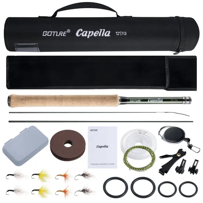 Goture Tenkara canne à pêche à la mouche Combo 3.6m tige en Fiber de carbone ultralégère avec ligne 